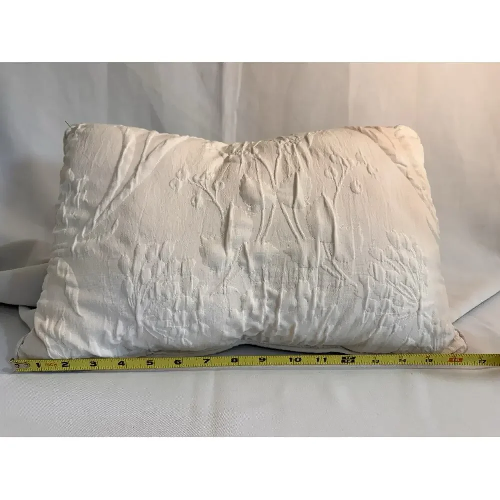 Embroidered Floral Cotton Decorative Pillow White 16x9